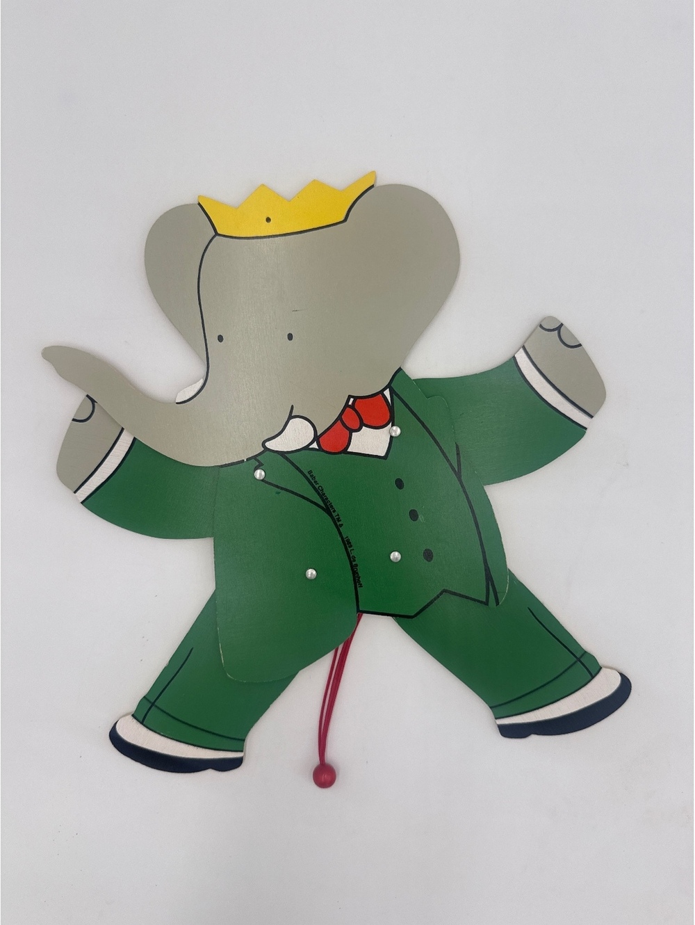 Vintage Babar the Elephant Wooden Wall Hanging with Movable Limbs